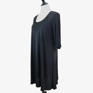 Eileen Fisher Size S Silk Jersey Fine Knit Dress Half Sleeve Black